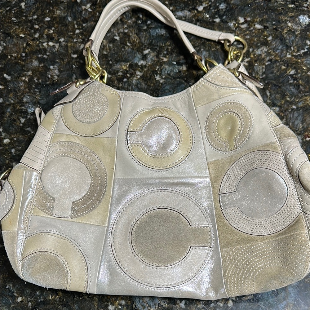 Coach Patchwork Beige and Cream Handbag